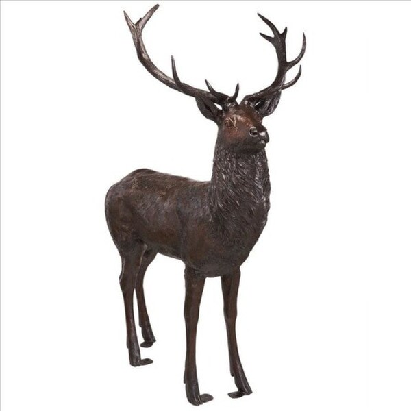 Standing Stag Deer Cast Bronze Garden Statue majestic buck outdoor